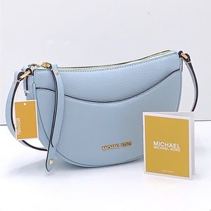 MICHAEL KORS Dover Small Half Moon
(NWT
Leather Crossbody Bag VISTA BLUE
COLOR